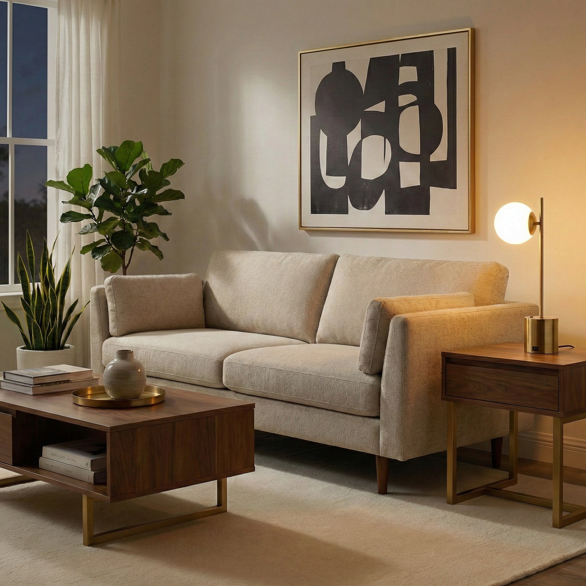 Ethereal Modern Small Brass Metal Table Lamp With White Glass Globe Sh
