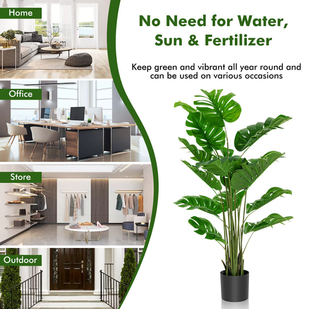 5 Feet Artificial Tree Faux Monstera Deliciosa Plant For Home Indoor A
