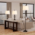 3 Piece Table Floor Lamp Set with Metal Pole