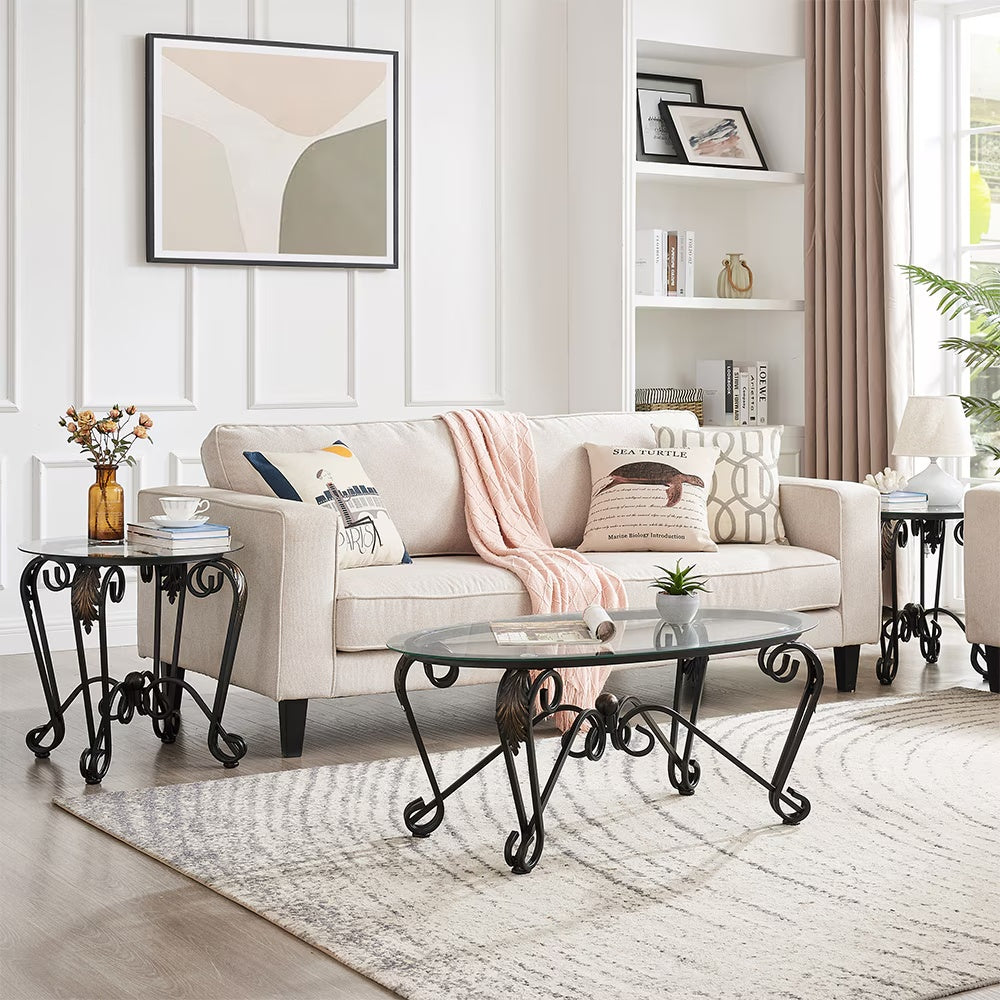 Tempered Glass Coffee Table Set | 2-Layer Design