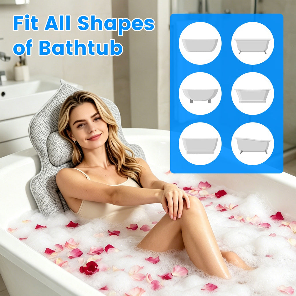 1Pc Full Body Bath Pillow With Headrest Lumbar Support Quick-Drying Ba