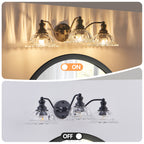 24 Inch 3-Light Vintage Bathroom Wall Sconce Elegant Black Metal And G