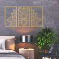 Handmade Metal Golden Lotus Mandala Wall Art - Boho Zen Decor For Livi