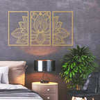 Handmade Metal Golden Lotus Mandala Wall Art - Boho Zen Decor For Livi