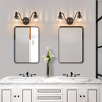 20 Inch 2-Light Vintage Bathroom Wall Sconce -- Elegant Black Metal An