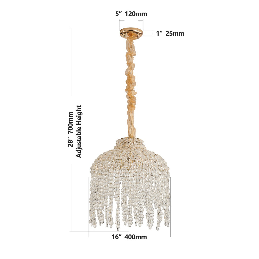 16 Inch 5-Light Crystal Pendant Light Chandelier- Elegant Waterfall De