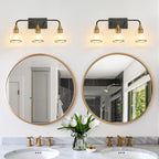 23 Modern 3-Light Vanity Wall Sconce - Black And Gold Bathroom Light F