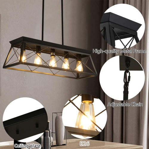 Modern Farmhouse Chandelier | Rectangular Ceiling Light