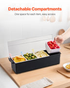 Chilled Condiment Server 4 Compartment Cold Serving Tray With Lid For