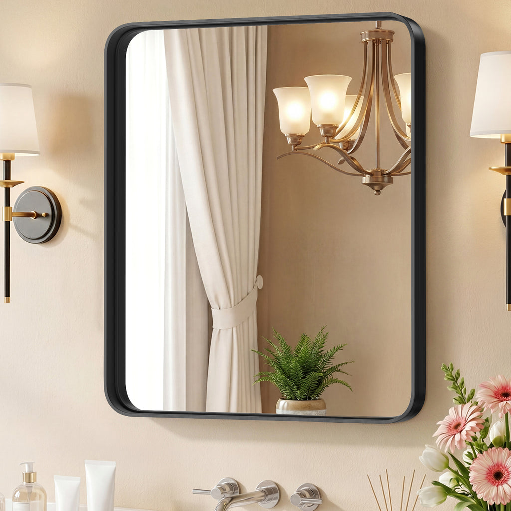 Wall Mirror With Rectangular Metal Frame