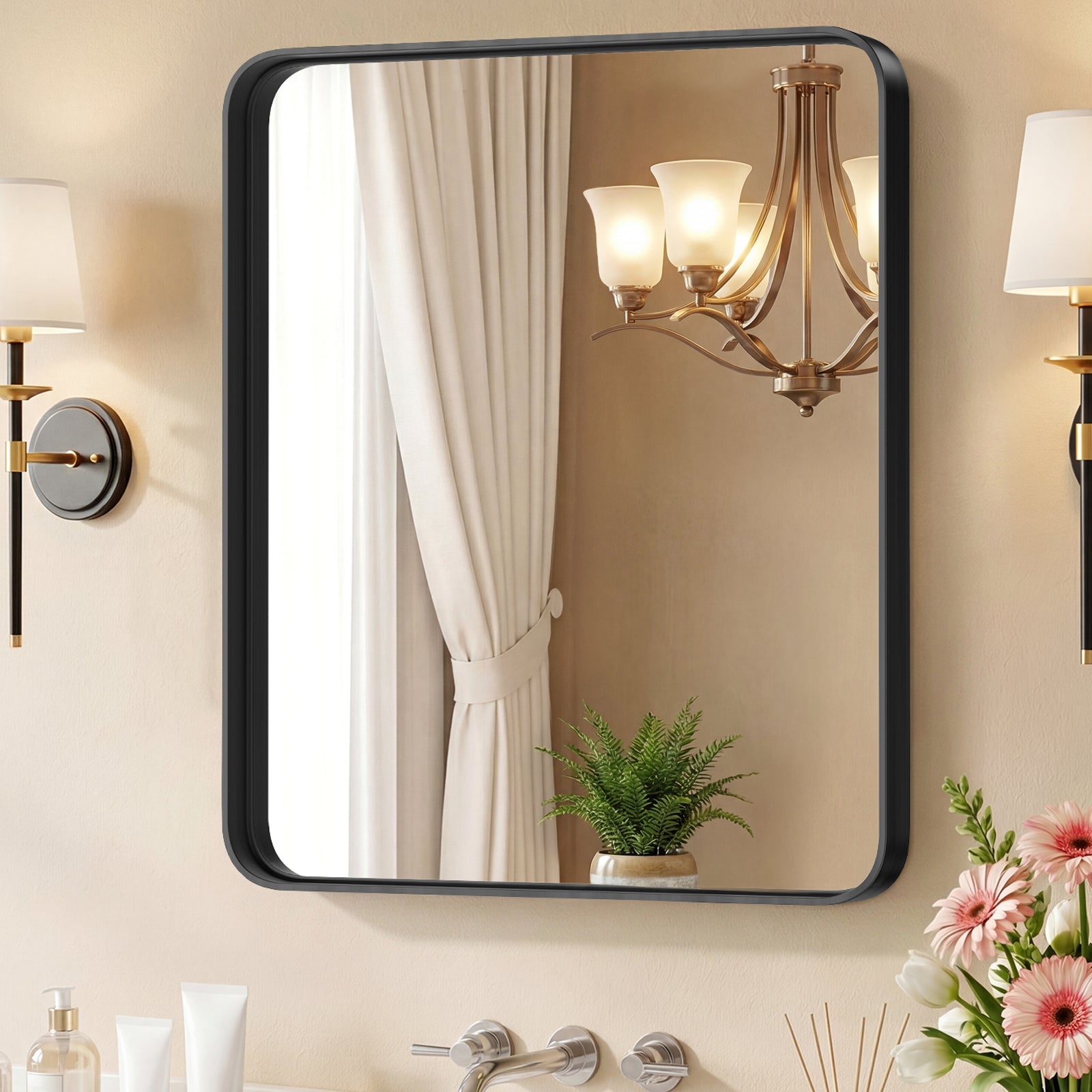 Wall Mirror With Rectangular Metal Frame