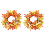 2 Pcs 9.8 Inch Fall Candle Rings Wreaths Candlestick Decorative Rattan