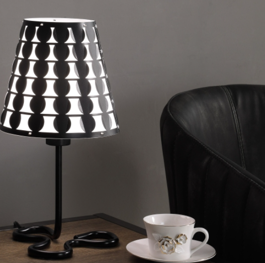 16 Traci Black Geometric Metal Table Lamp