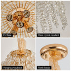 16 Inch 5-Light Crystal Pendant Light Chandelier- Elegant Waterfall De