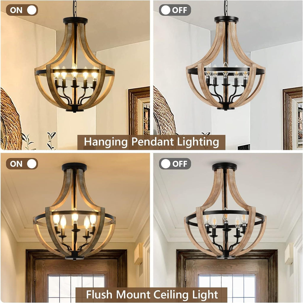 Modern Solid Wood Chandelier | Adjustable Hanging