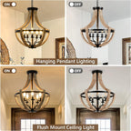 Modern Solid Wood Chandelier | Adjustable Hanging