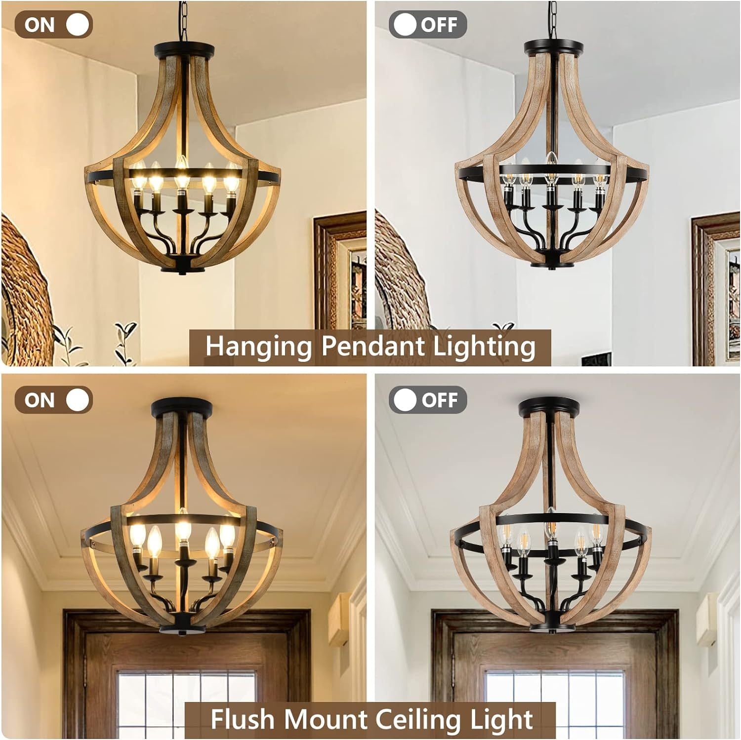 Modern Solid Wood Chandelier | Adjustable Hanging
