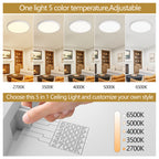 6PK 12 In. LED Flush Mount Ceiling Light Fixture - 2880 Lumens
