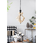 Farmhouse Chandelier, Distressed Wood and Metal Candle Style