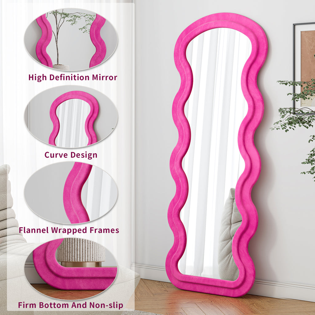 Flannel Full Length Wave Rose Floor Mirror For Bedroom Living Room Han