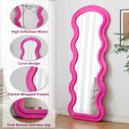 Flannel Full Length Wave Rose Floor Mirror For Bedroom Living Room Han