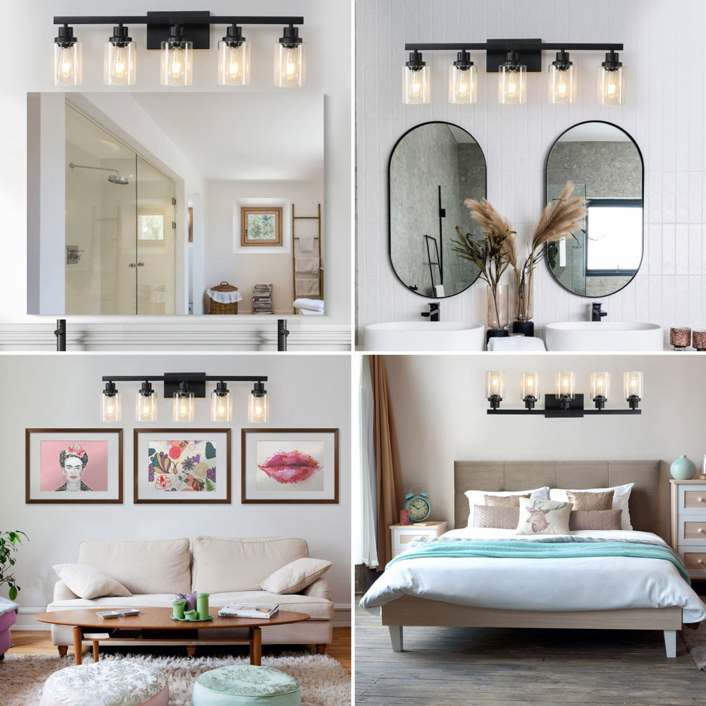 31 Modern Black 5-Light Bathroom Vanity Light Fixture
