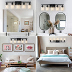 31 Modern Black 5-Light Bathroom Vanity Light Fixture