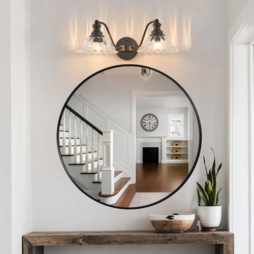 20 Inch 2-Light Vintage Bathroom Wall Sconce -- Elegant Black Metal An