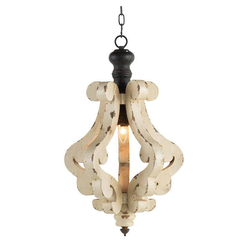 Farmhouse Chandelier, Distressed Wood and Metal Candle Style
