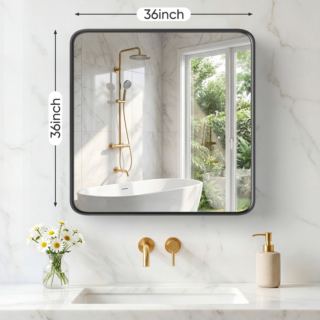 Wall Mirror With Rectangular Metal Frame