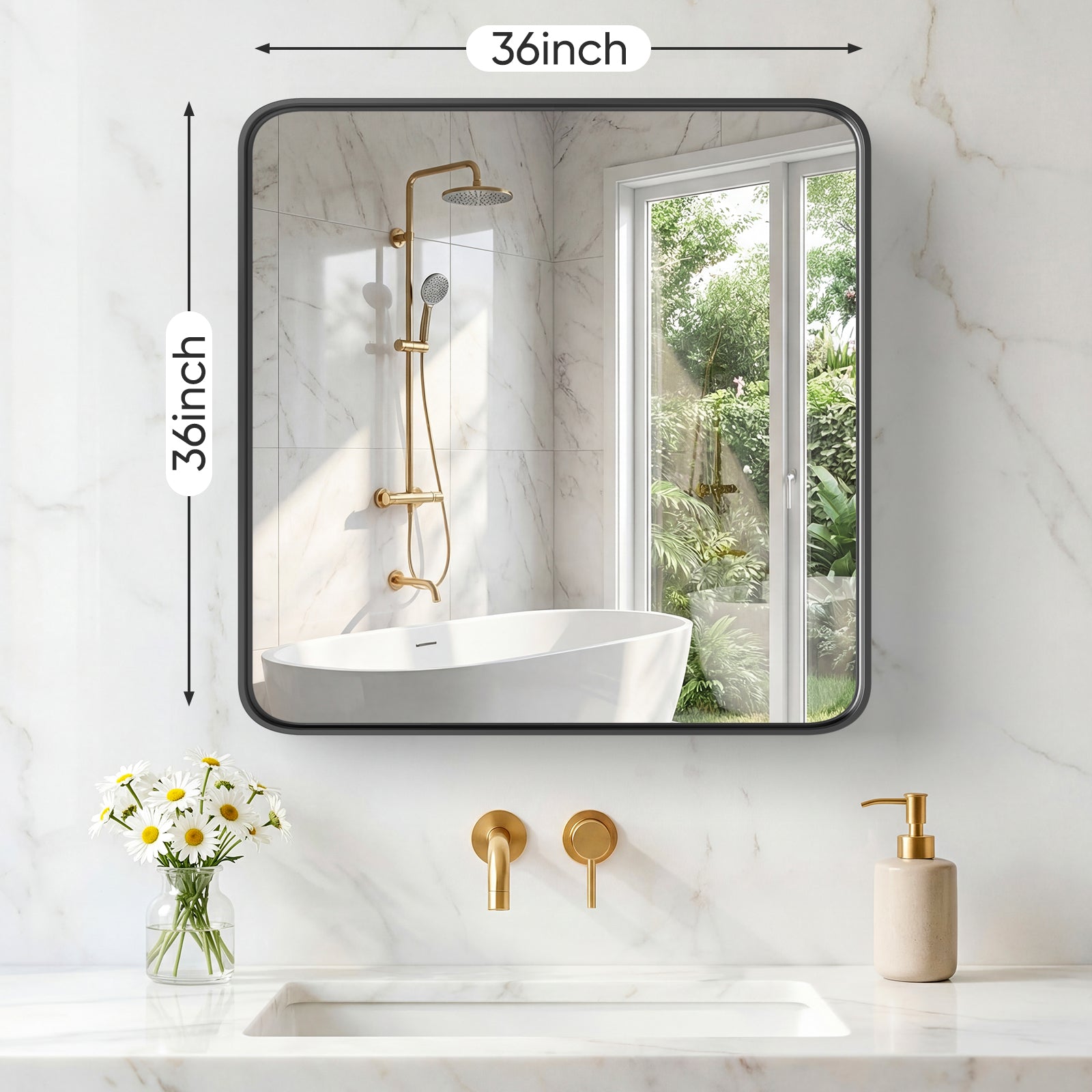 Wall Mirror With Rectangular Metal Frame