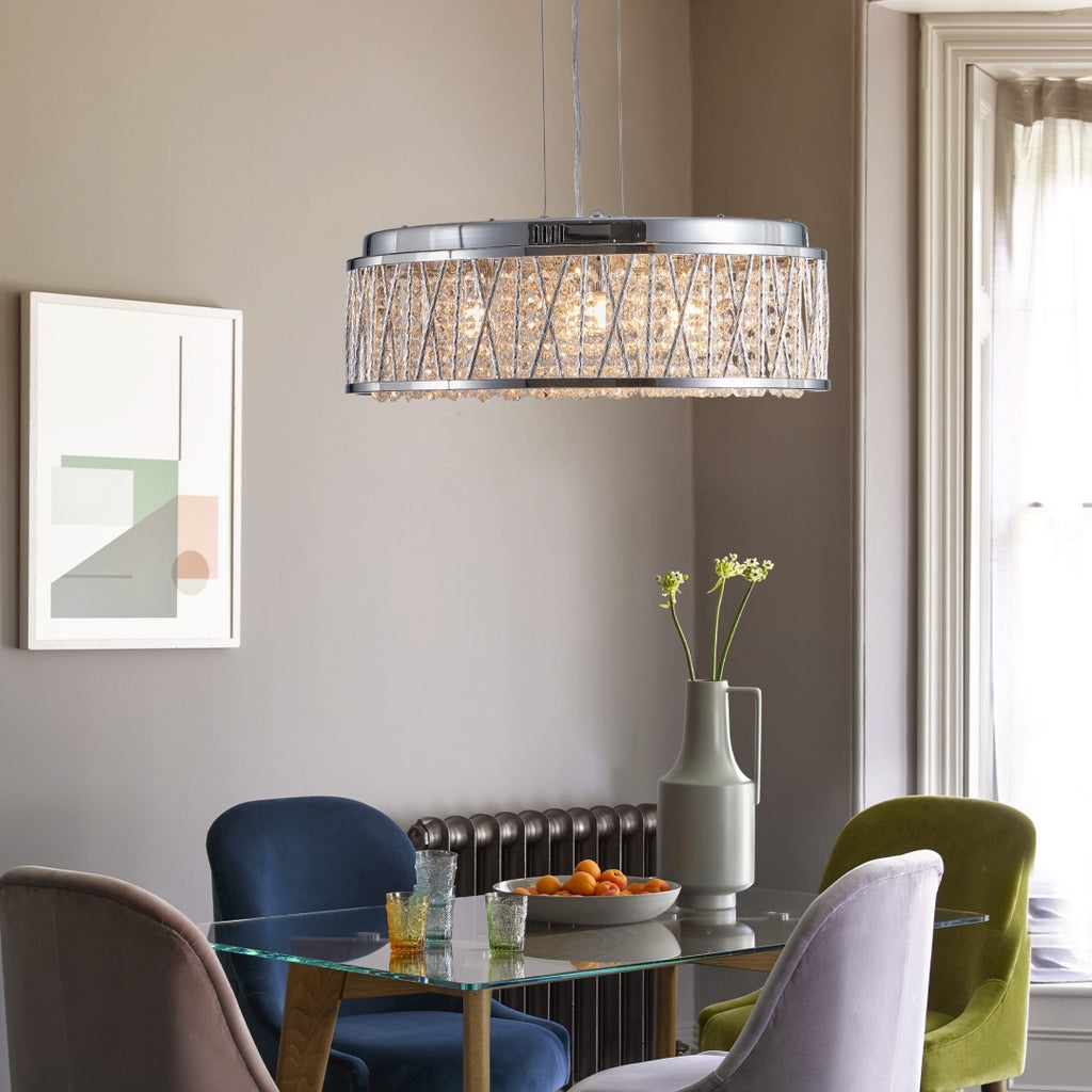 Modern Crystal Chandelier 19 Inches Aluminum Iron Round Ceiling Light