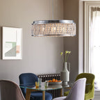 Modern Crystal Chandelier 19 Inches Aluminum Iron Round Ceiling Light