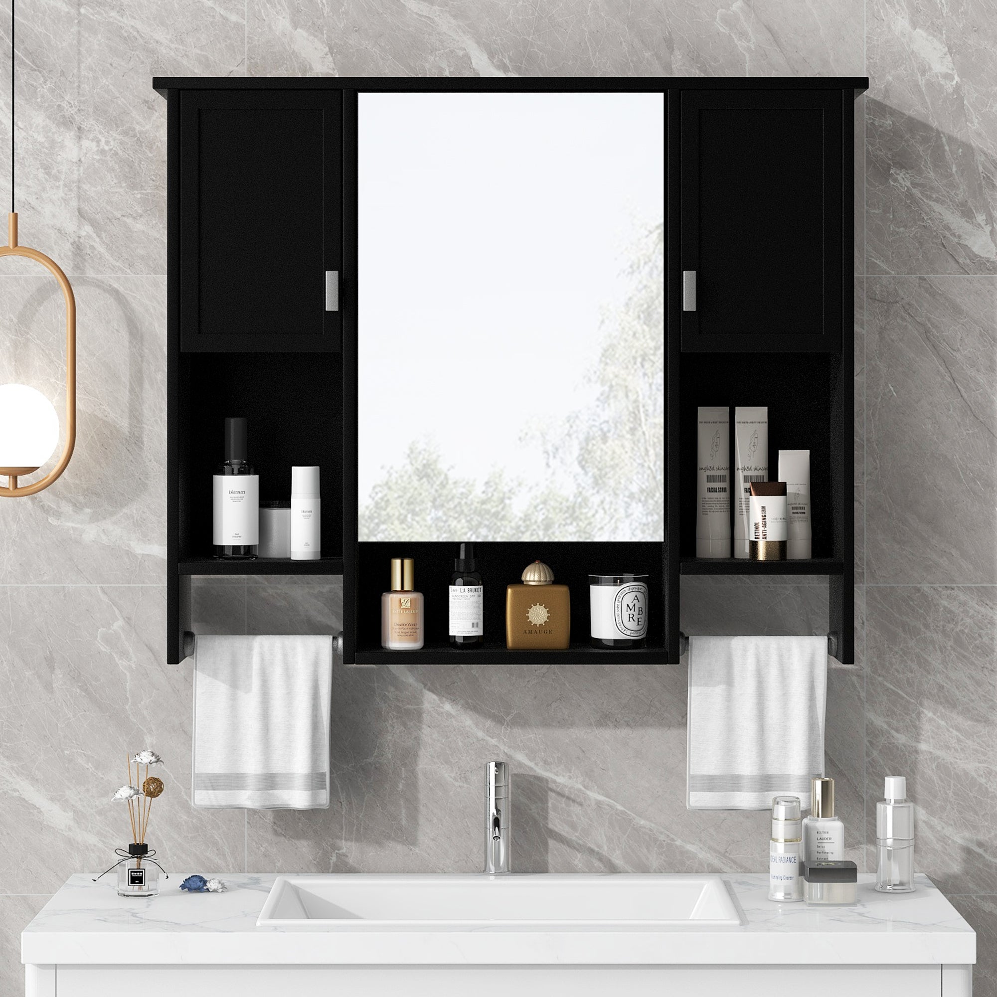 35'' X 28'' Modern Wall Mounted Bathroom Storage Cabinet