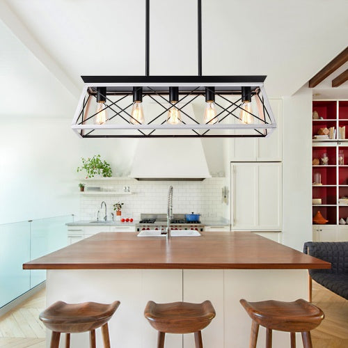 Elegant Farmhouse Dining Chandelier | 5-Lamp Set