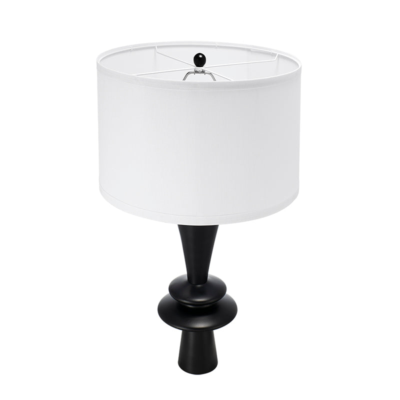 D15x26.7 Black Aluminum Table Lamp With Two Varying Round Accents And