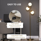 Modern 3-Globe Tree Floor Lamp, Slim Standing Lamp for Living Room