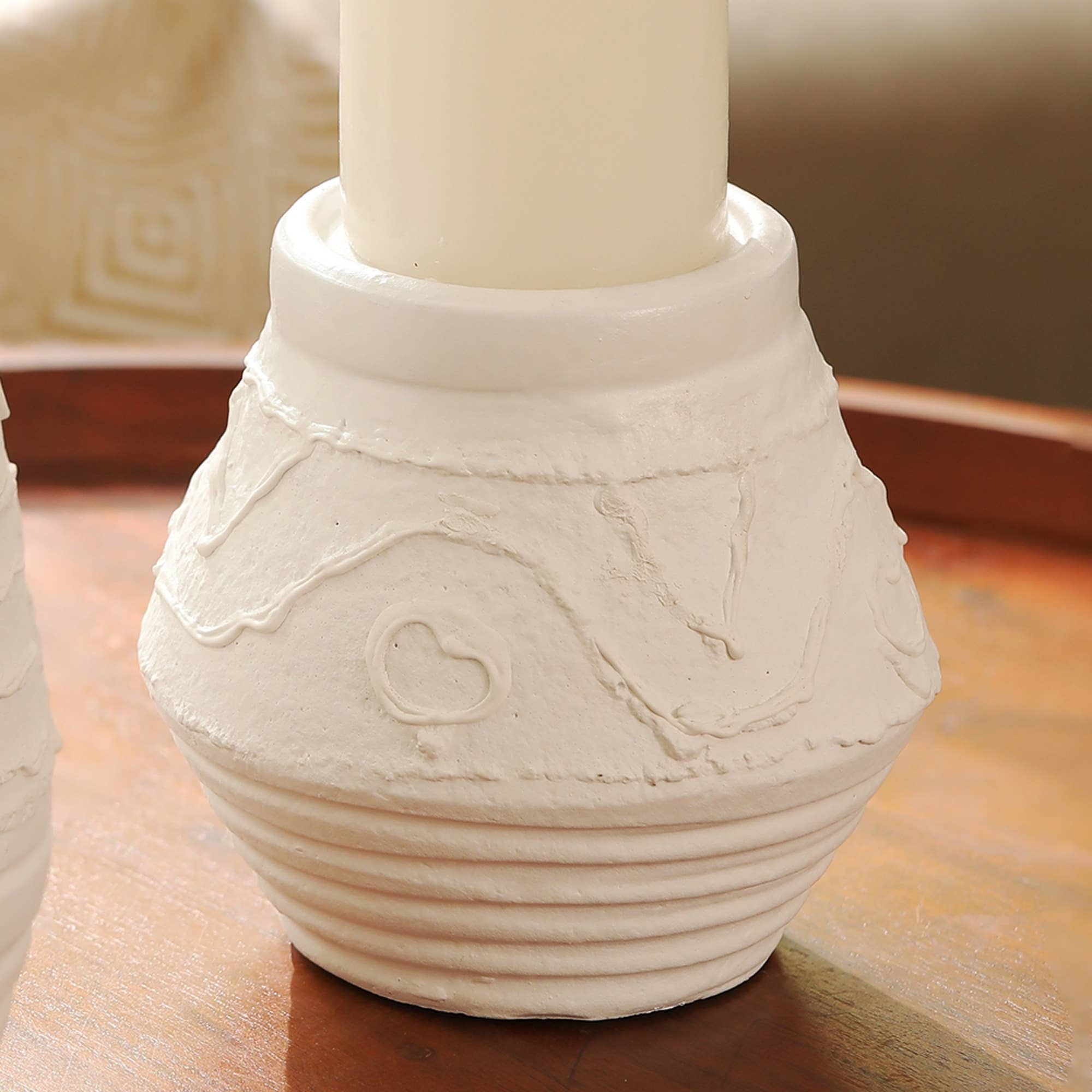 Organic Pattern Terracotta Candle Holder 5.2x5.2x5.5'' Rustic Candle S