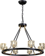 Black Farmhouse  Chandelier | Wagon Wheel Design