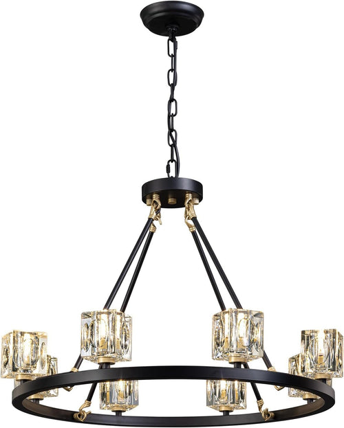 Black Farmhouse  Chandelier | Wagon Wheel Design