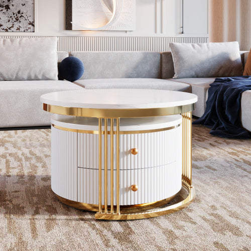 Gold White Nesting Tables | Round Design