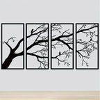 CIFbuy Iron Bare Branch & Bird 4-Panel Wall Art