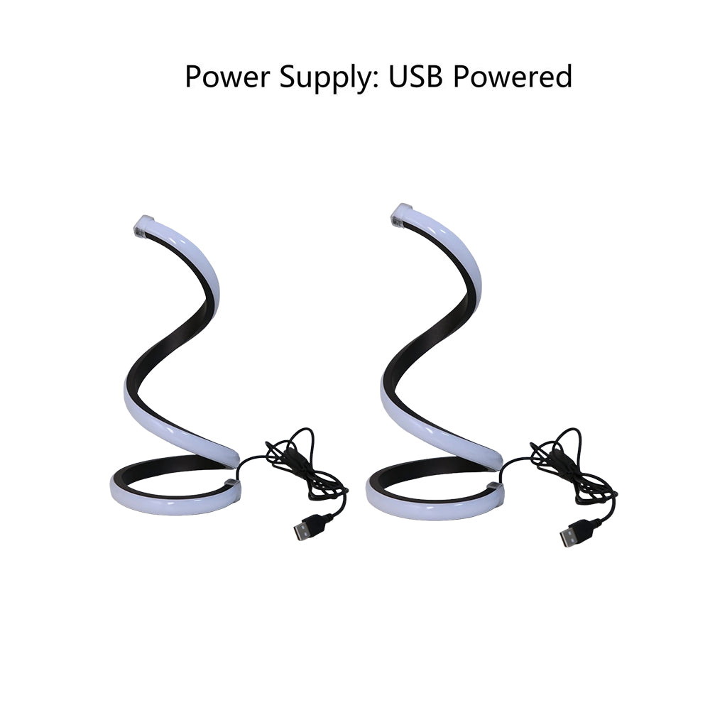 Spiral LED Desk Lamp, Dimmable 3-Color Bedside Light, Set of 2