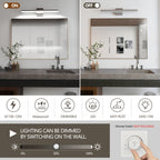 Modern Bathroom Light Fixtures Dimmable LED Vanity Lights Chrome Lamps