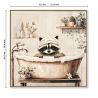 Raccoon Bathroom Canvas Wall Art Raccoon In Bathtub Painting Funny Ani