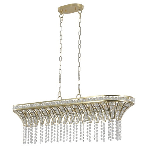 Modern Champagne Gold  Chandelier | Oval Crystal Design