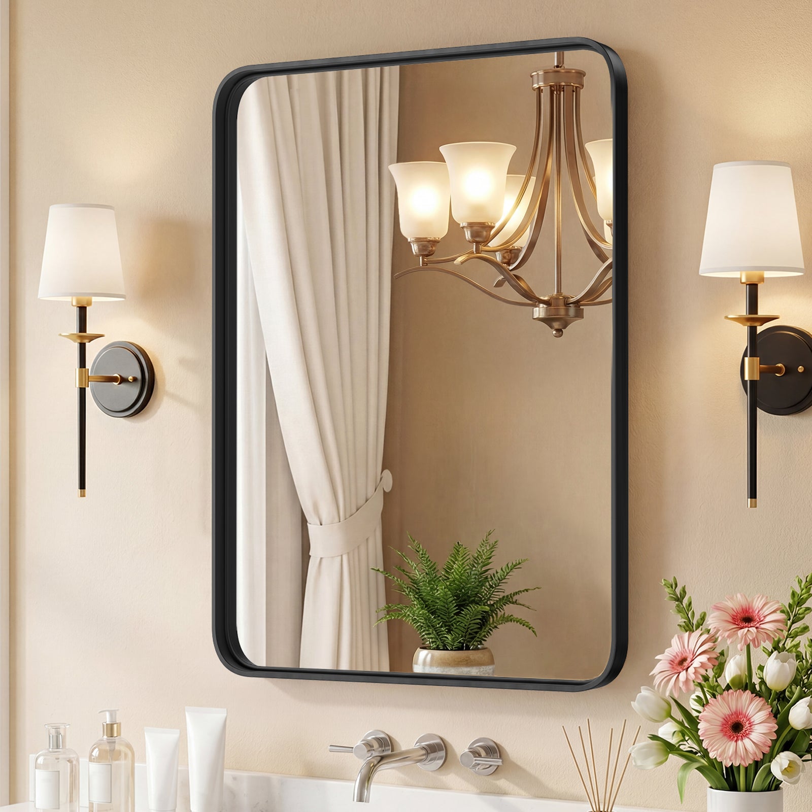 Wall Mirror With Rectangular Metal Frame