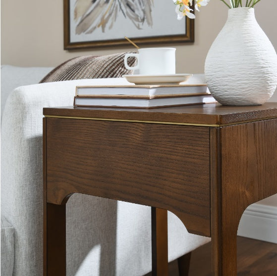 Small Wooden Side Table | Multi-Shelf Design