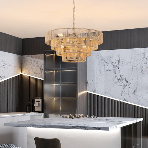 LED Chandelier Light | Bohemian Woven Design