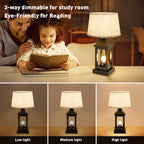 20.5in Black Farmhouse Bedside Table Lamp For Living Room